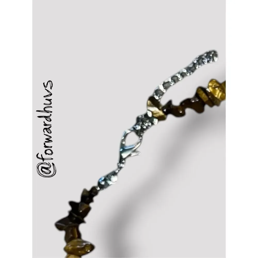 Tiger’s Eye Beaded Necklace Oval Stones & Chips